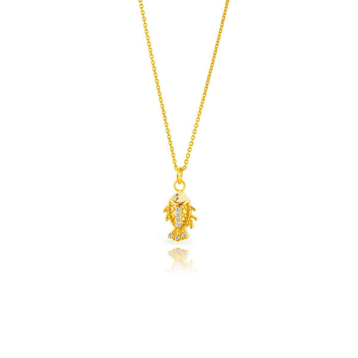 Fish - Zirconia Necklace - - 7.5 mm