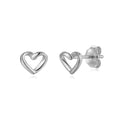 SMOOTH SILVER EARRINGS - THREADED HEART