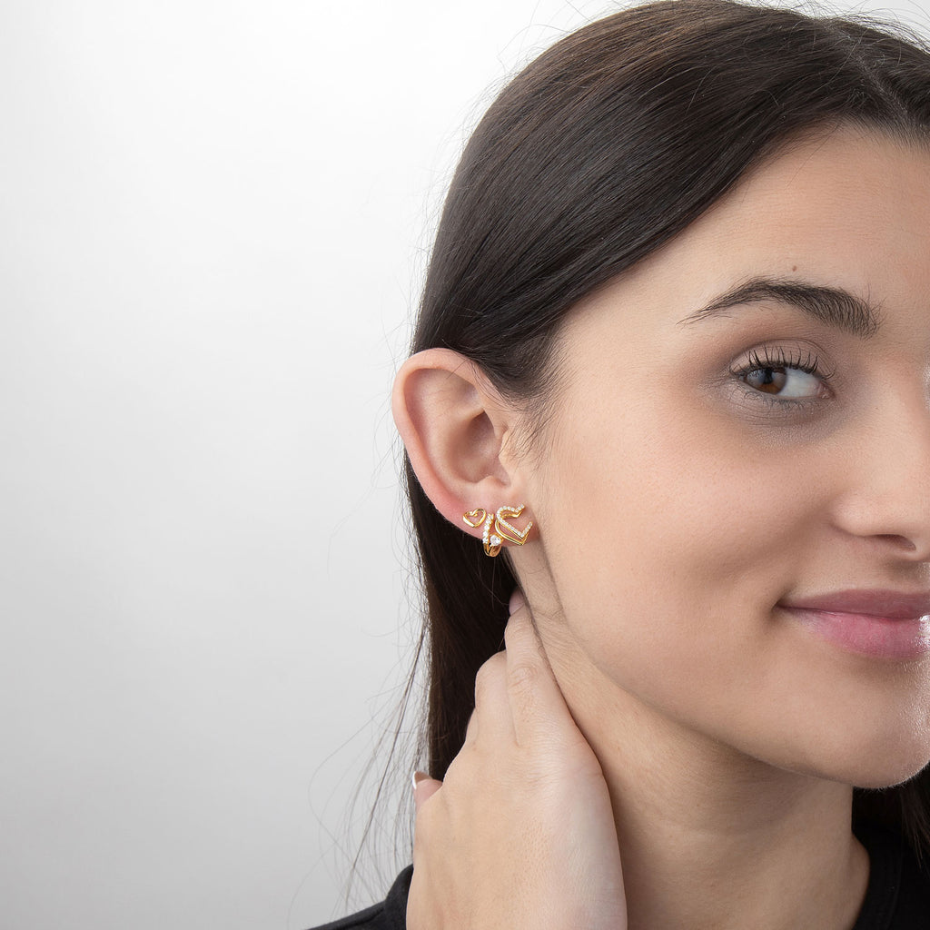 SMOOTH SILVER EARRINGS - THREADED HEART