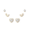 Silver Earrings - Pack of Three - Hearts and Circle - Gold Plated