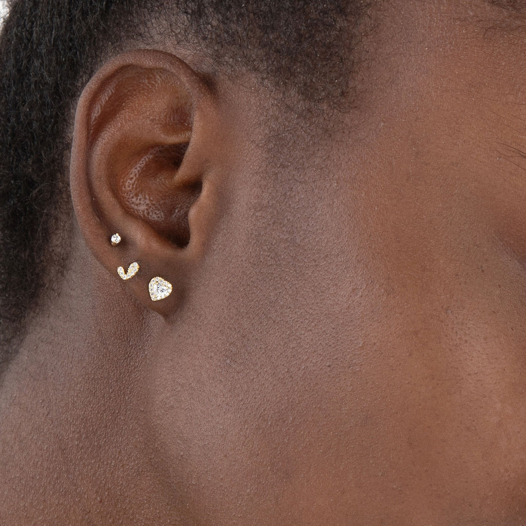 Silver Earrings - Pack of Three - Hearts and Circle - Gold Plated