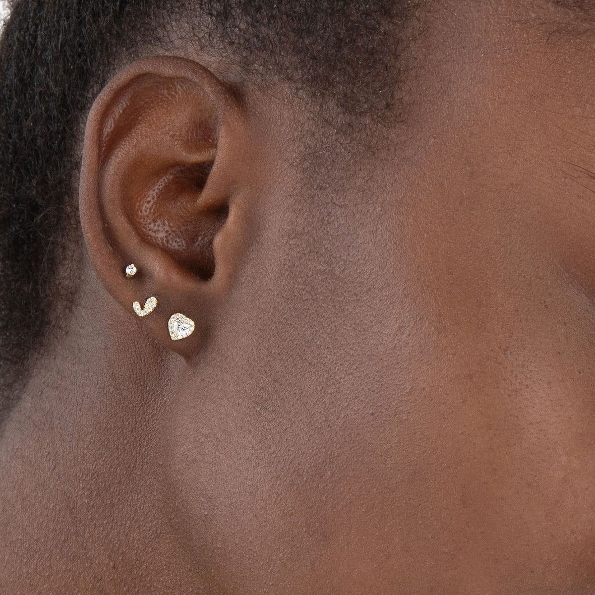 Silver Earrings - Pack of Three - Hearts and Circle - Gold Plated