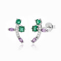 Multi Zirconia Silver Earrings – Cross