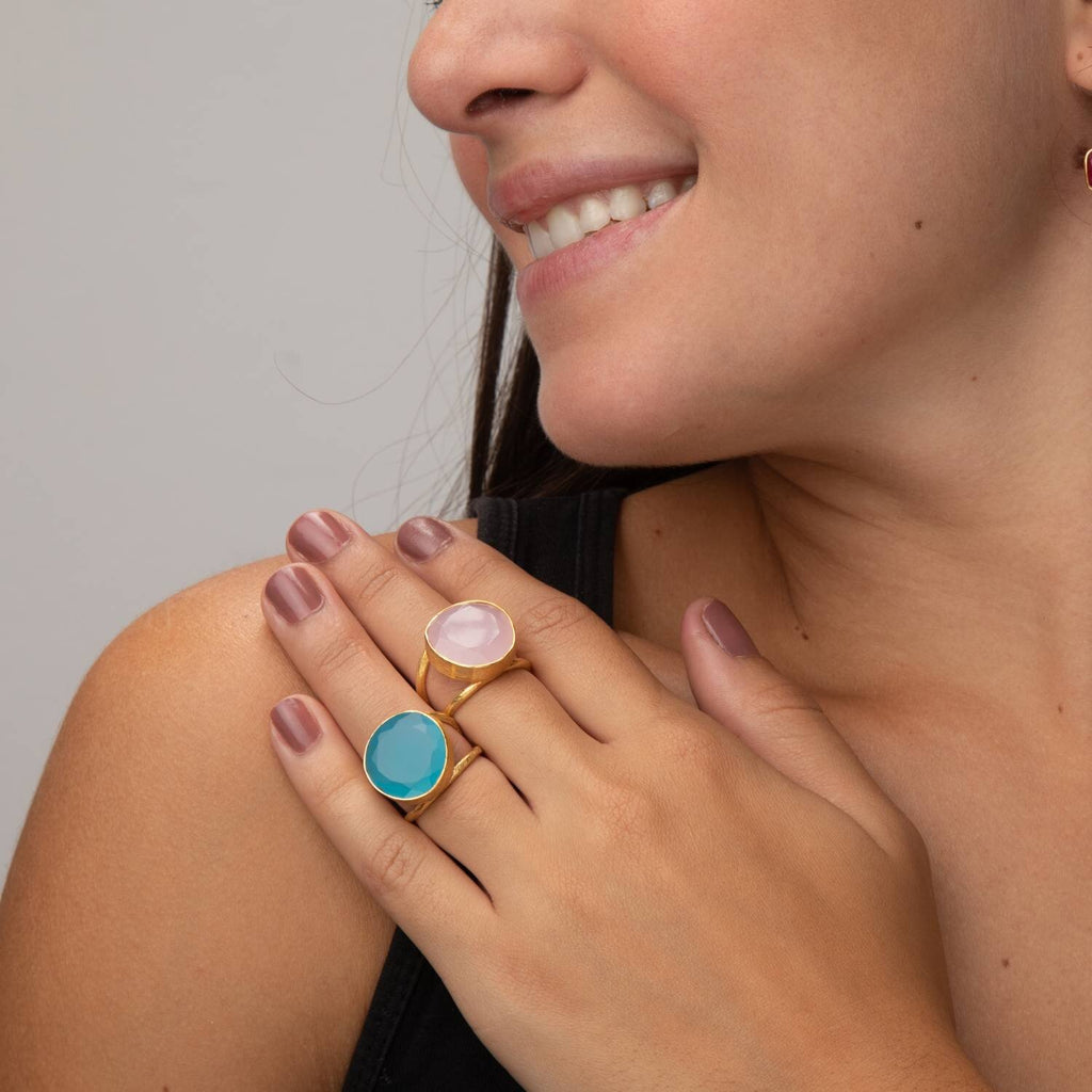 Mineral Ring - 14mm - Gold Plated Silver