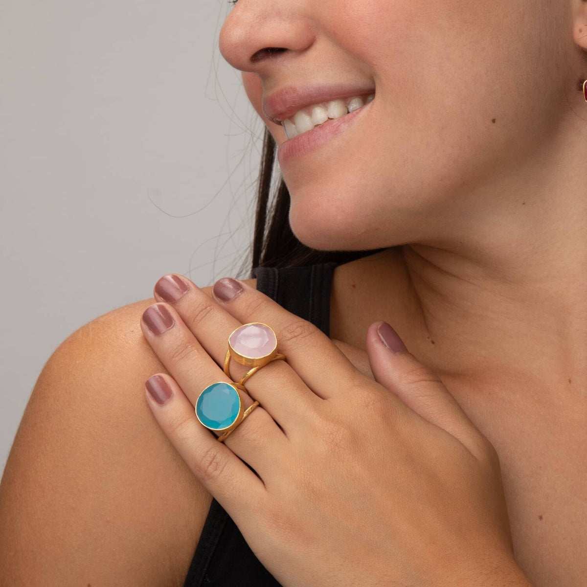 Mineral Ring - 14mm - Gold Plated Silver