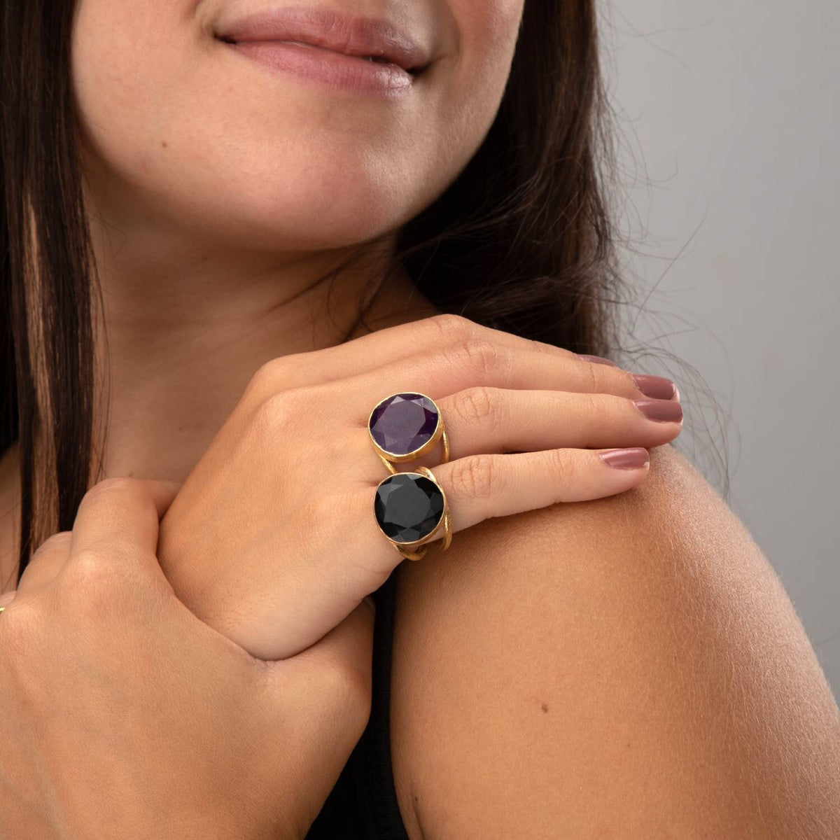 Mineral Ring - 14mm - Gold Plated Silver