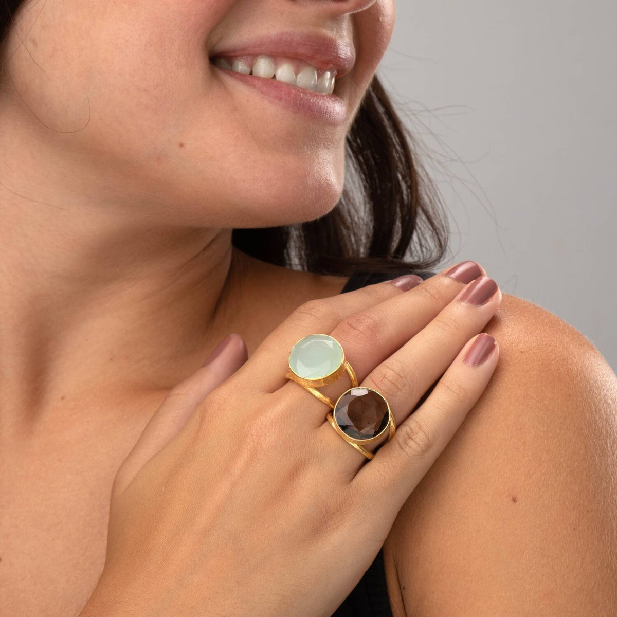 Mineral Ring - 14mm - Gold Plated Silver