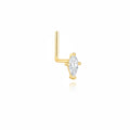 Silver Nose Piercing - Rhombus Zirconia