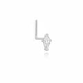 Silver Nose Piercing - Rhombus Zirconia