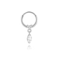 Silver Hoop Piercing - Zircon - Rhodium Plated Silver
