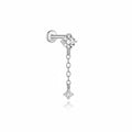 Silver Piercing - Zirconia - 20 mm - Rhodium-Plated Silver