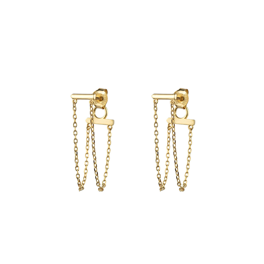 Bar with chain earrings