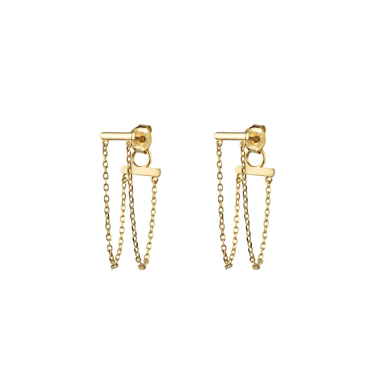 Bar with chain earrings