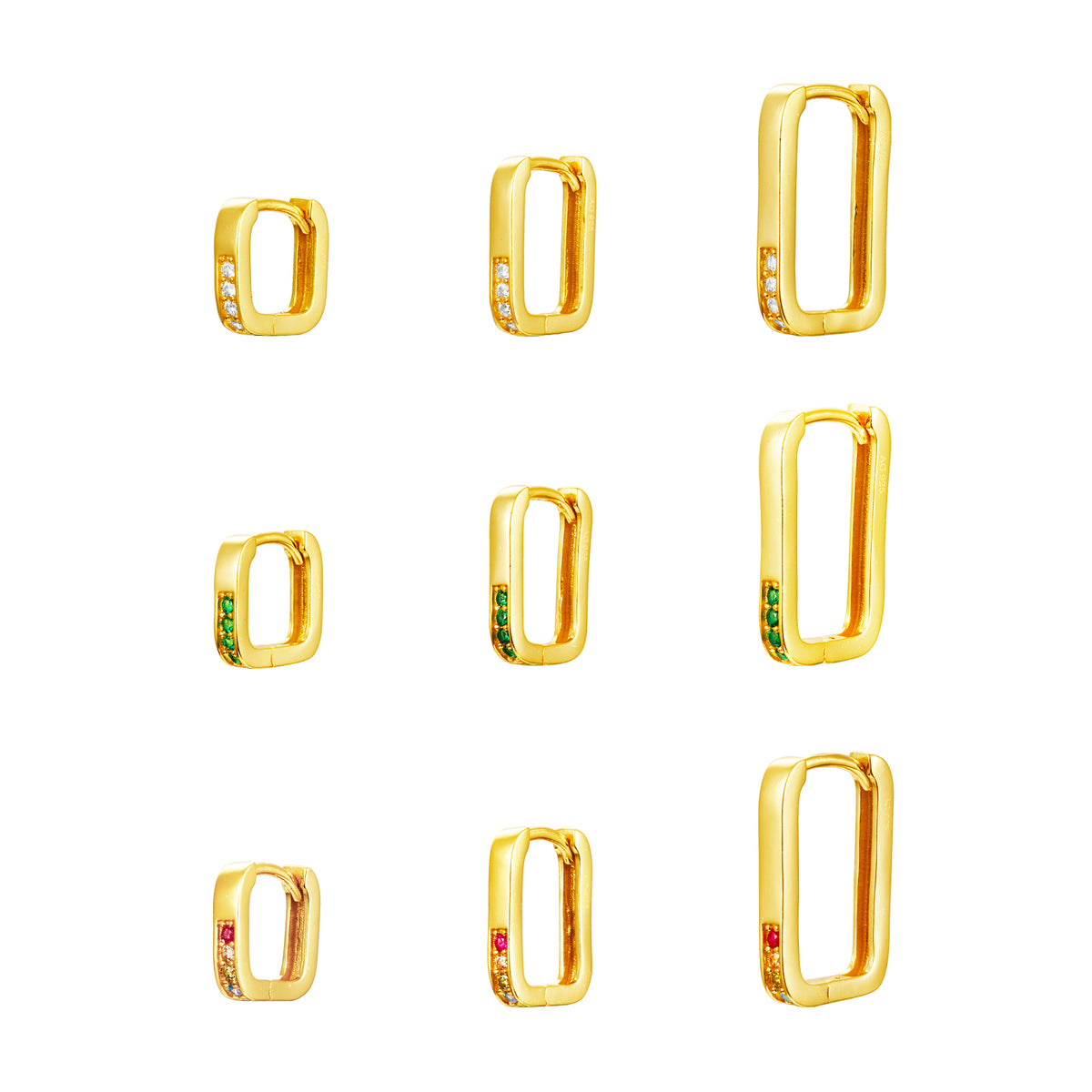Silver Earrings - White Zirconia - Square