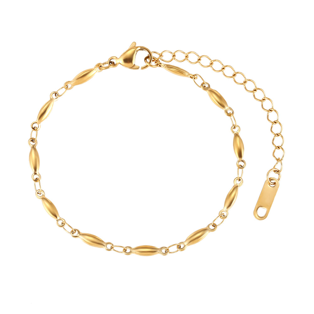 Bracelet - Steel Oval - 20 cm - Gold color - Silver color