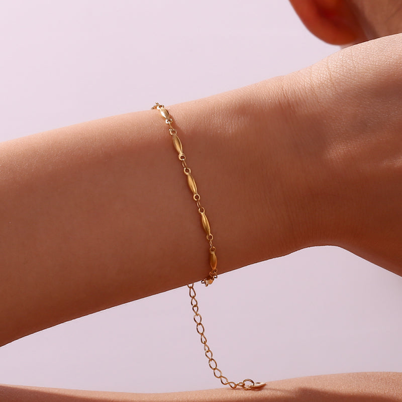 Bracelet - Steel Oval - 20 cm - Gold color - Silver color