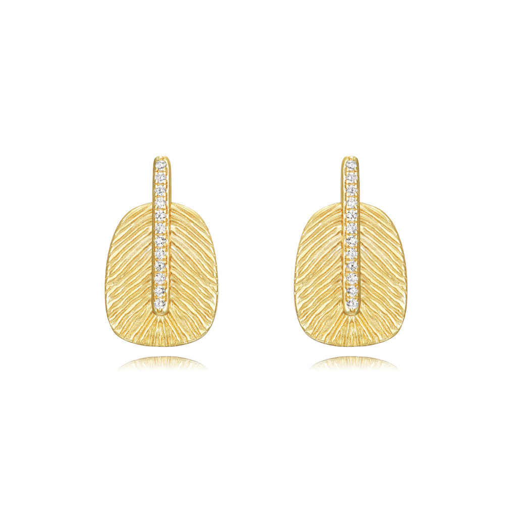 Feather Earrings  - White Zirconia