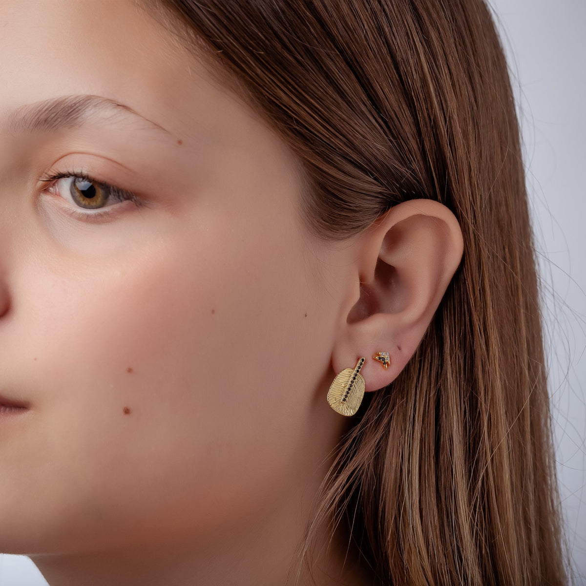 Feather Earrings  - White Zirconia