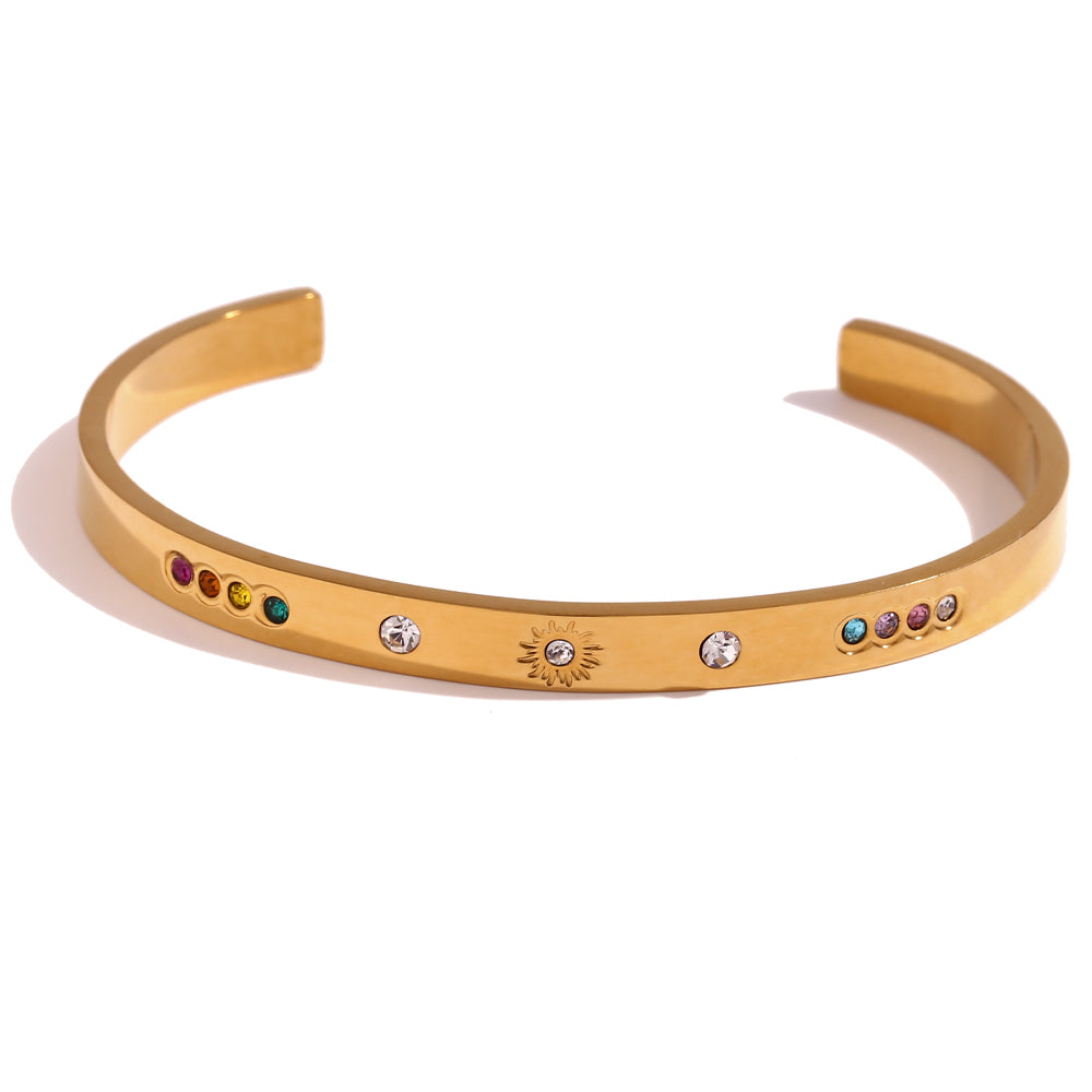 Steel Bracelet - Sun Bangle 62 mm - Zirconia - Sun