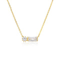 Cubic Zirconia Necklace - Rectangle and Circle - SIlver Gold Plated