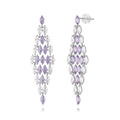 Earrings - Zirconia - Diamond Shape - 57 mm - Rhodium Silver