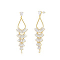 Earrings - Zirconia - Long - 64 mm - Gold Plated