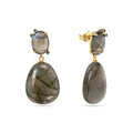 Labradorite Mineral Earrings – 37 mm - Gold-plated