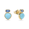 Turquoise Simile Mineral Teardrop Earrings – Zirconia – 12 mm - Gold-plated