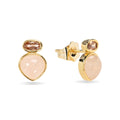 Pink Aventurine Mineral Teardrop Earrings – Zirconia – 12 mm - Gold-plated