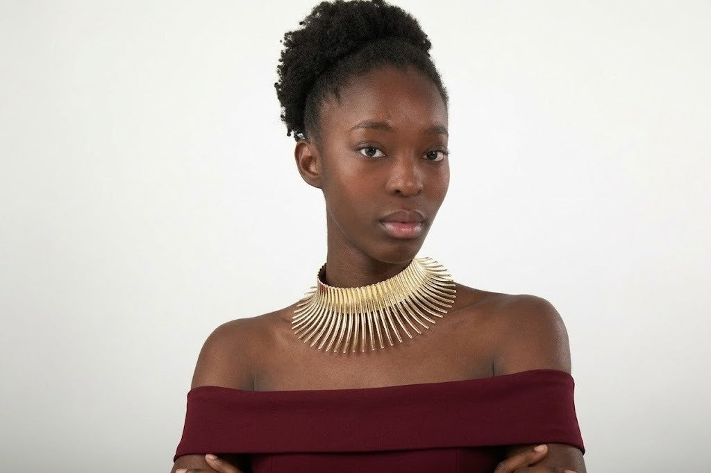 Plain Choker - Rays - 65 cm - Gold Plated