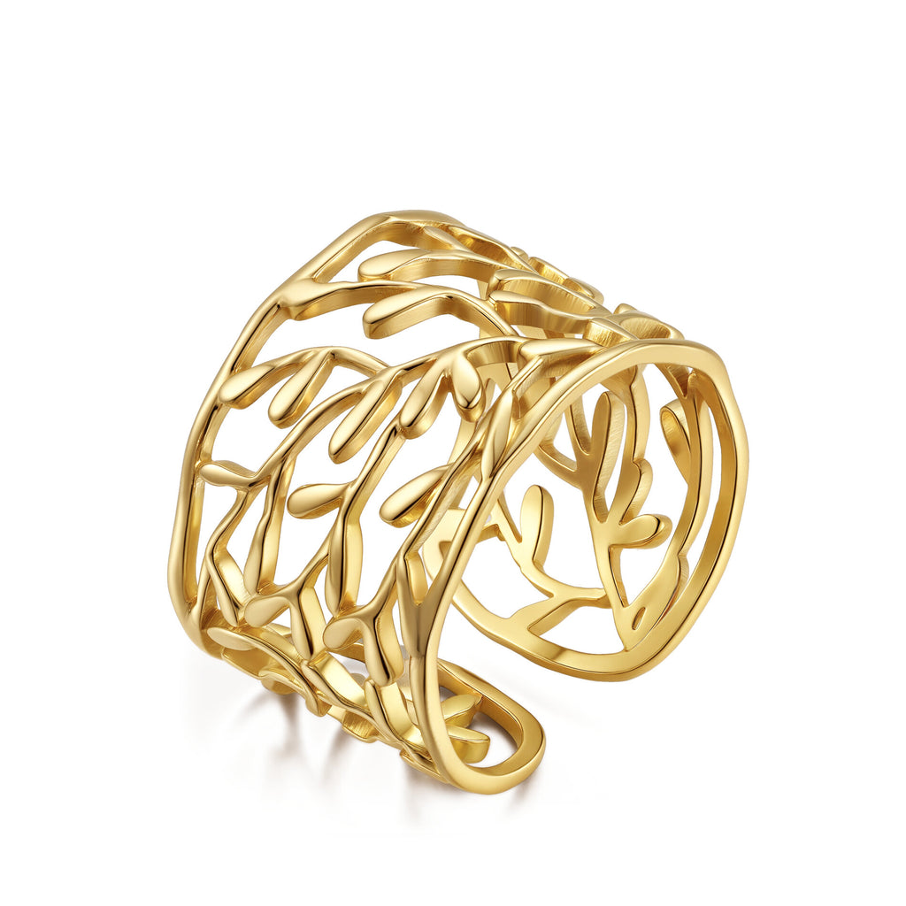 Plain Open Ring - Branches - Gold Color