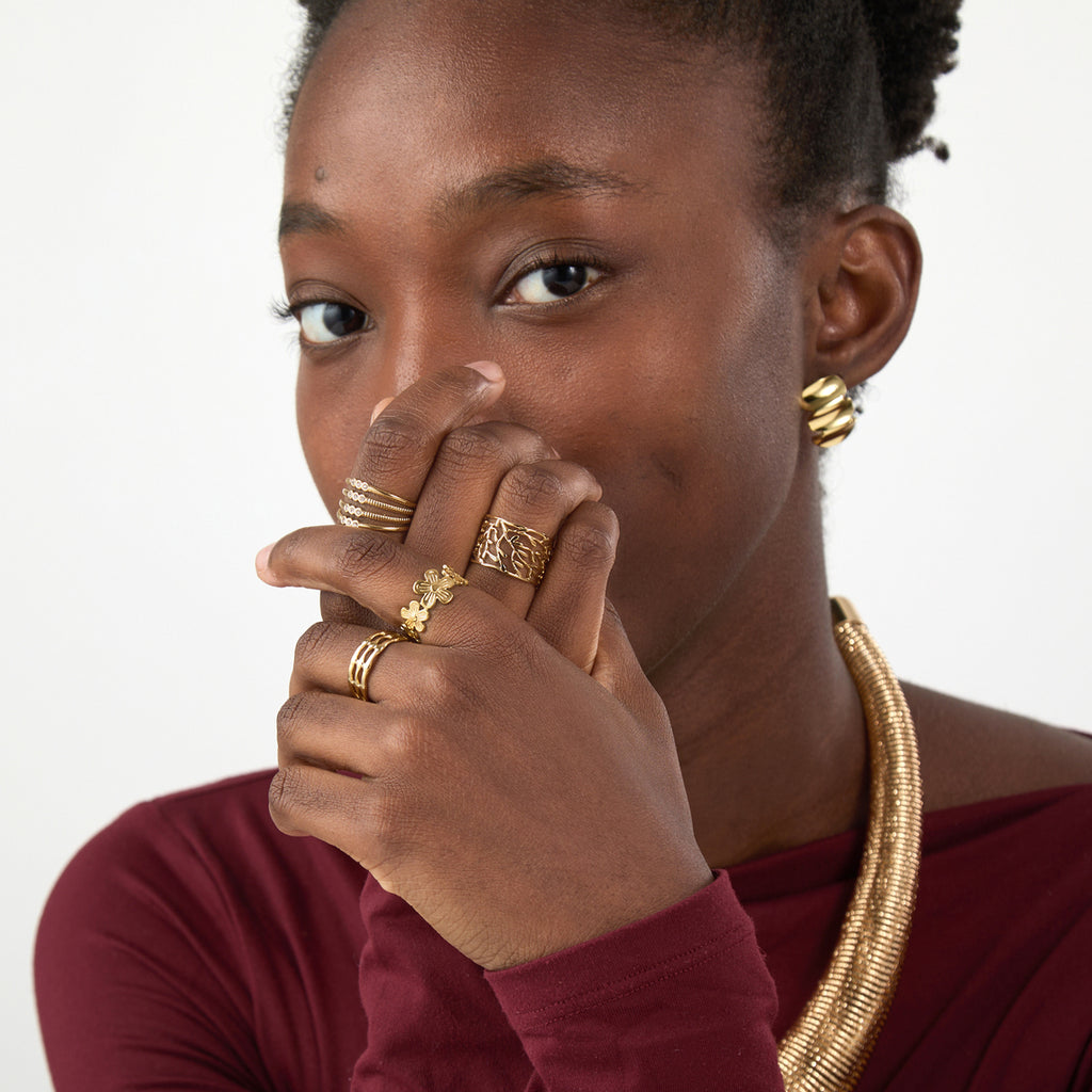Plain Open Ring - Branches - Gold Color