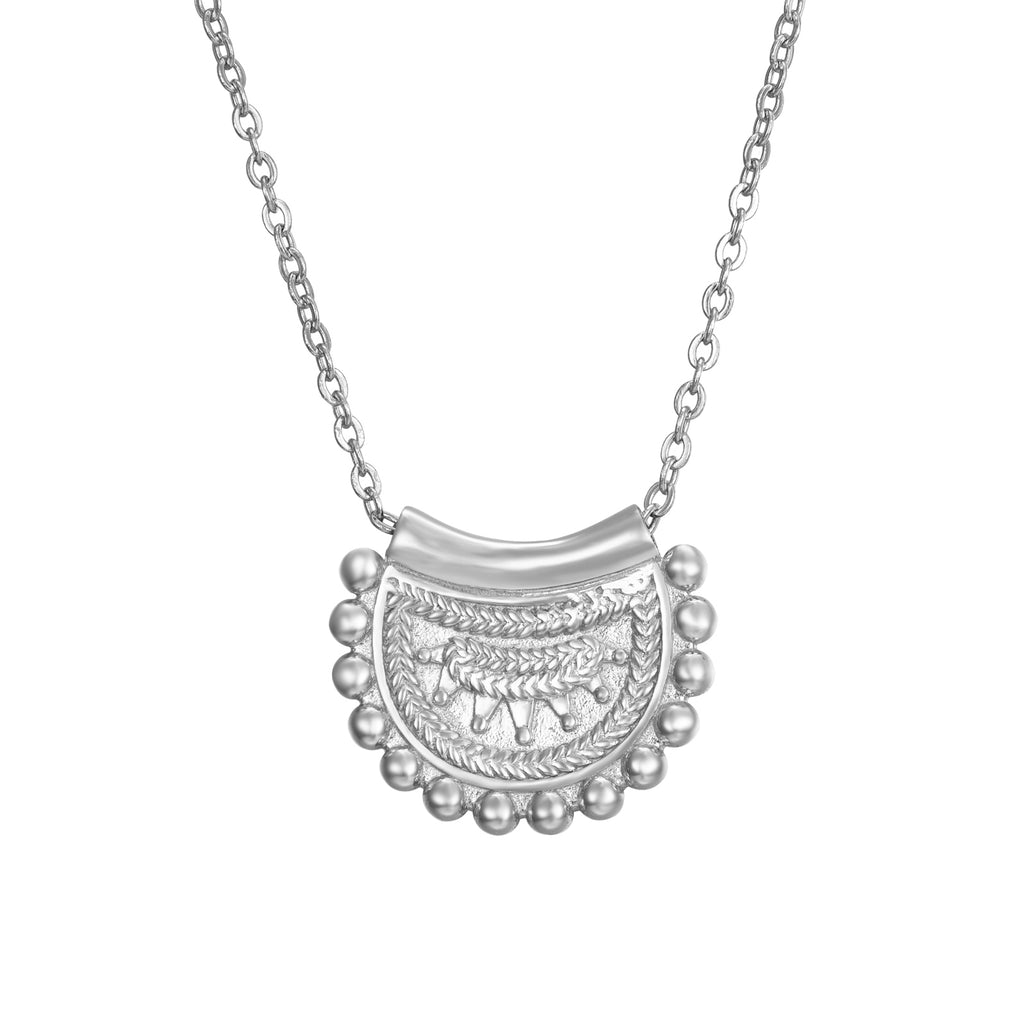 Fan Necklace 18 mm - Rhodium Silver