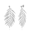 Plain Steel Earring - Palm Leaf - 72 mm -  Steel Color