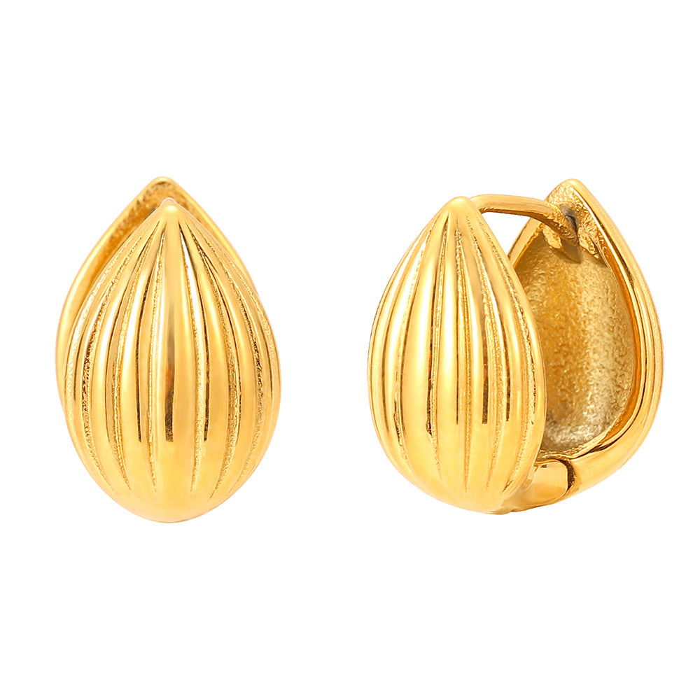 Steel Earring - Striped - 15 mm