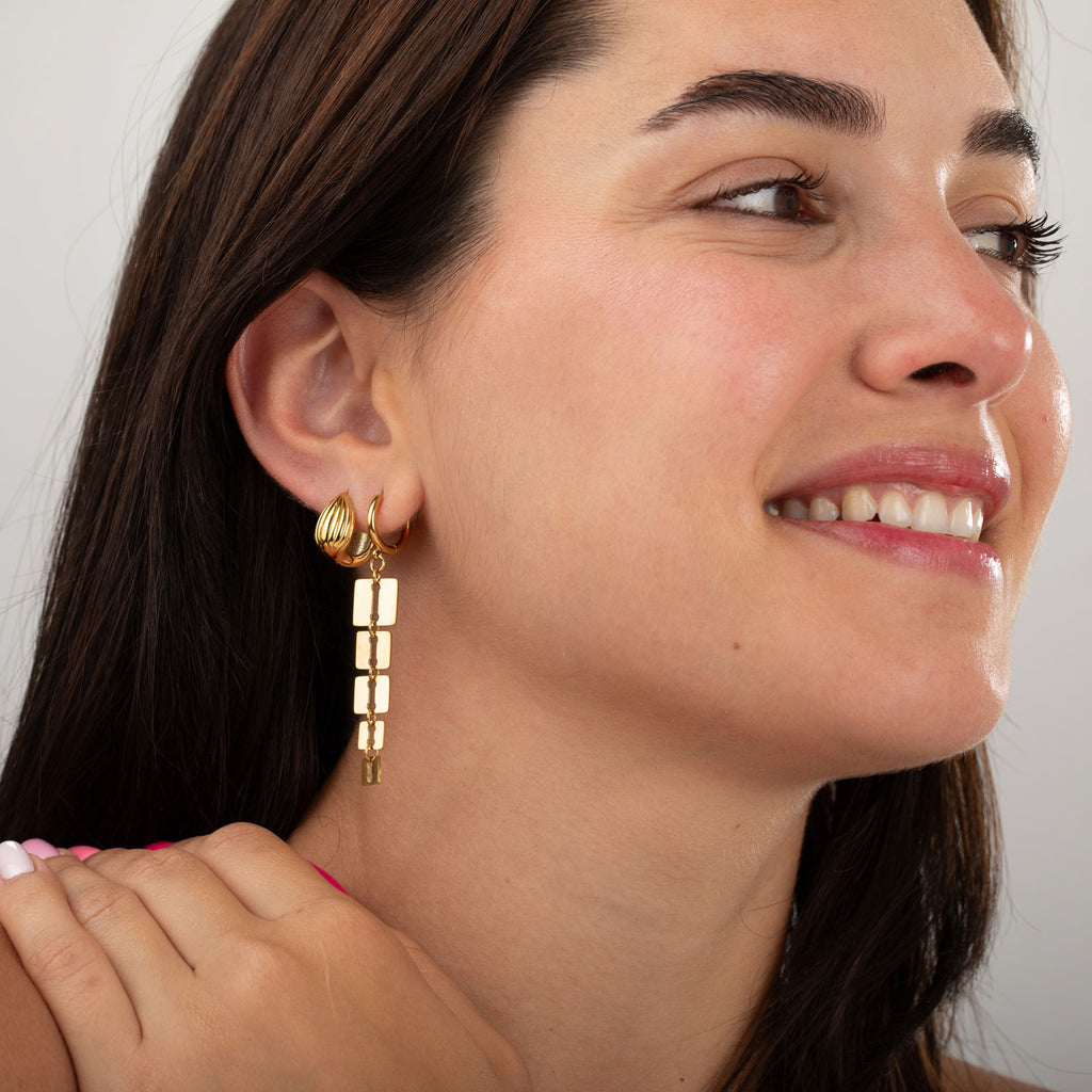 Steel Earring - Striped - 15 mm