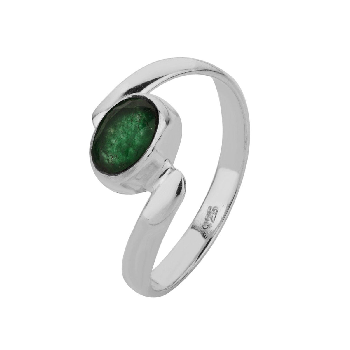 Mineral Ring - 7*4mm - Green Onyx - 14 - Silver
