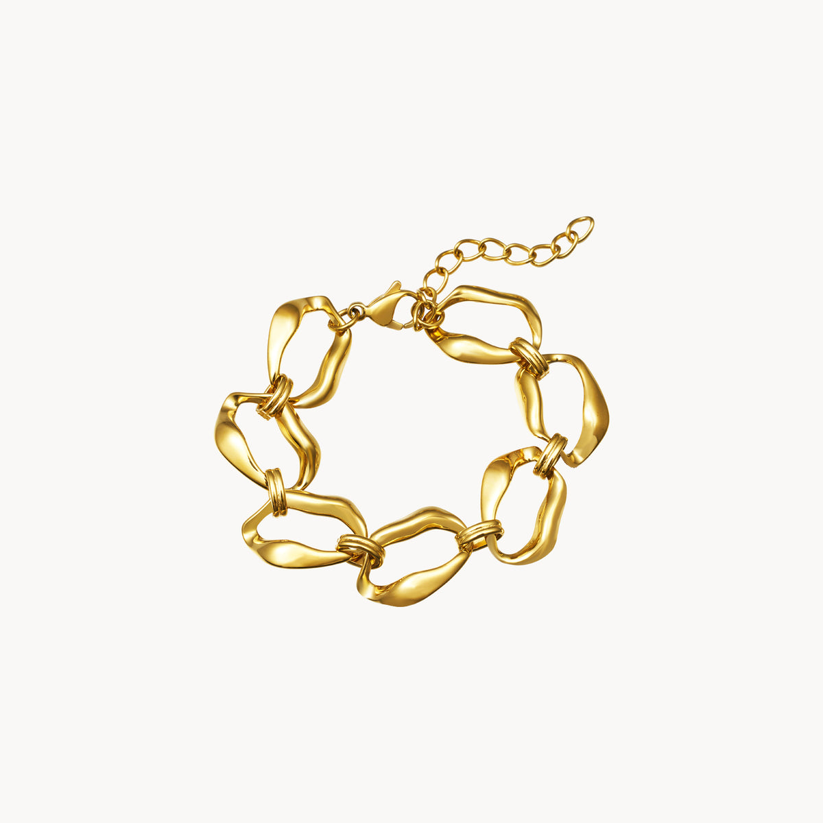 Bracelet Steel - 16 + 5 cm - Irregular Link - Gold Color