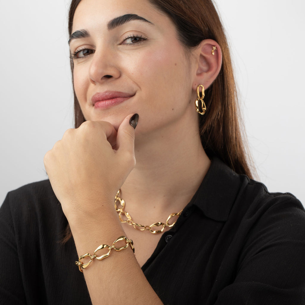 Bracelet Steel - 16 + 5 cm - Irregular Link - Gold Color