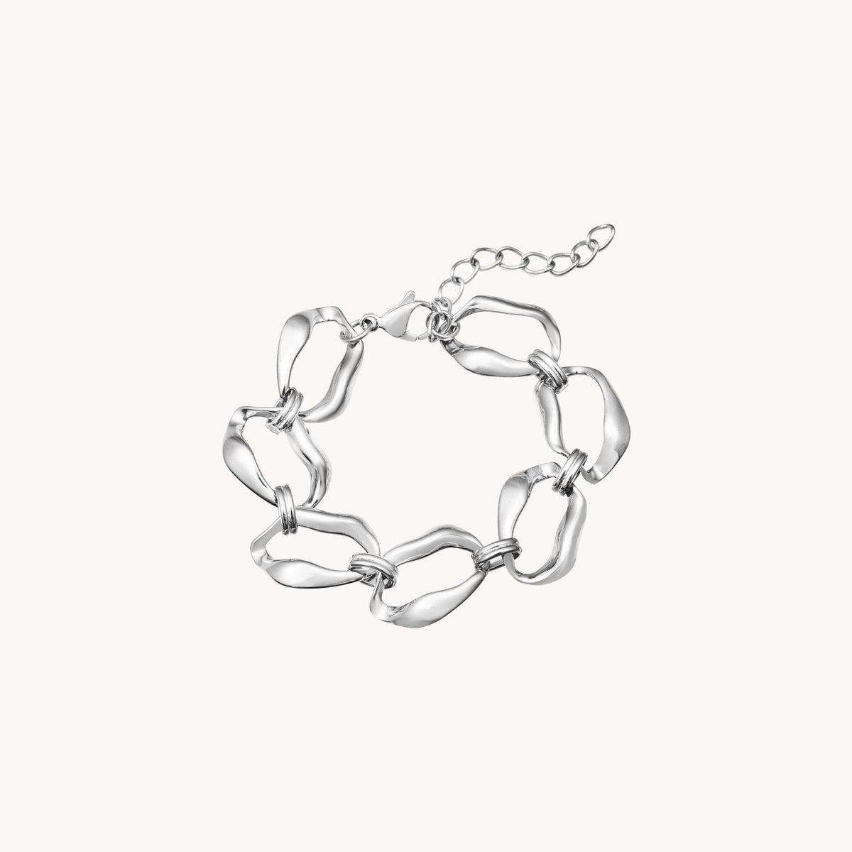 Bracelet Steel - 16 + 5 cm - Irregular Link - Silver Color