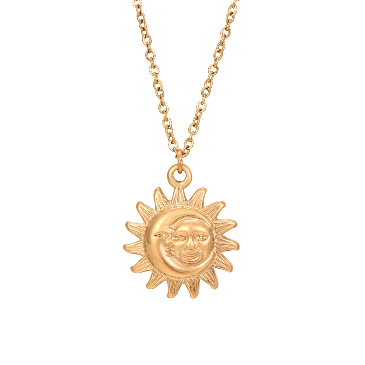 Collier en acier Soleil et Lune