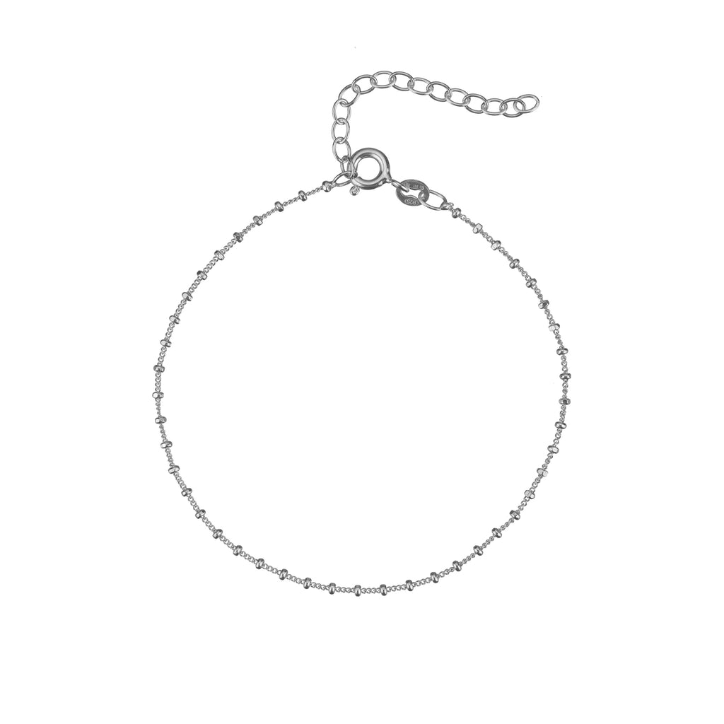 Diamond Cut Ball Bracelet - Rhodium Silver