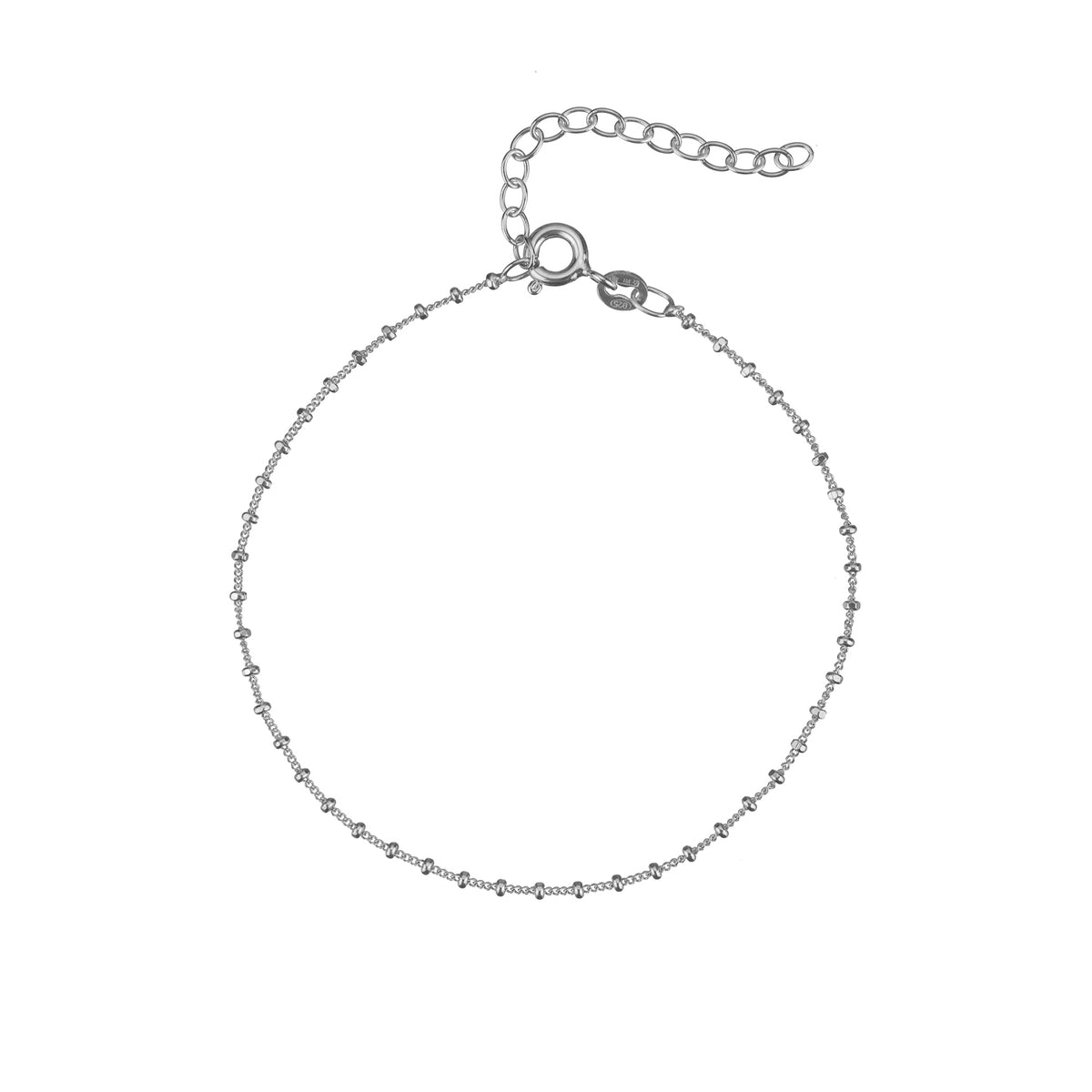 Diamond Cut Ball Bracelet - Rhodium Silver