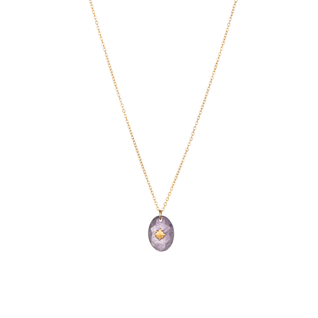Mineral Necklace Pendant - Star - Amethyste