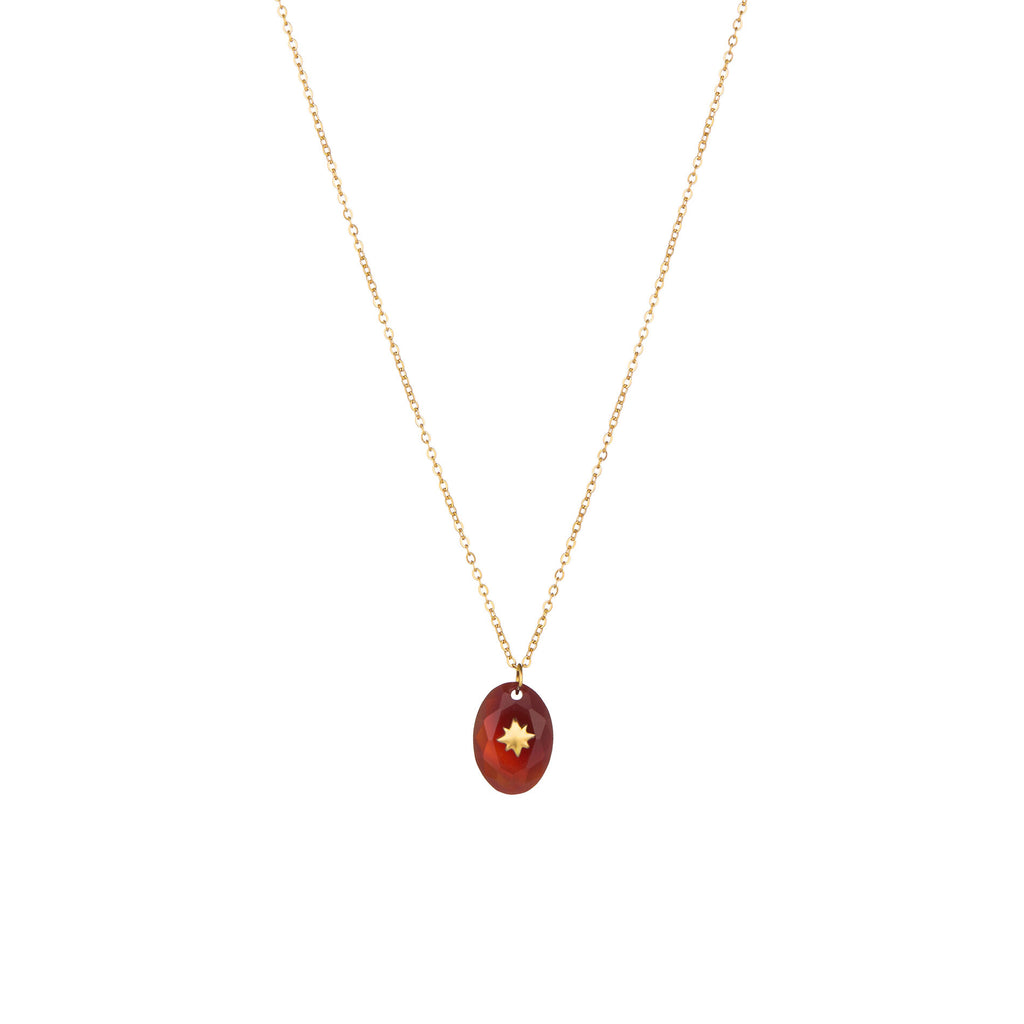 Mineral Necklace Pendant - Star - Red Onyx