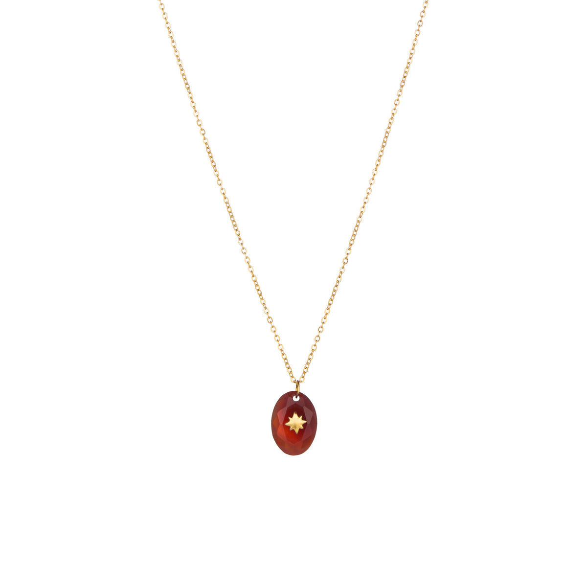 Mineral Necklace Pendant - Star - Red Onyx