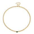 Steel Necklace -  Green Zirconia  5*7mm