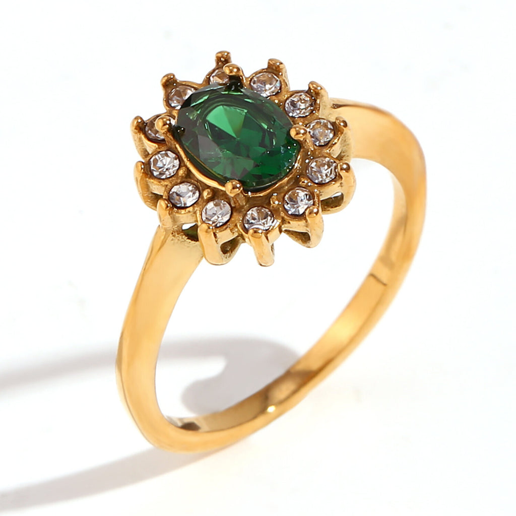 Flower Steel Ring - Zircon - 7*5mm
