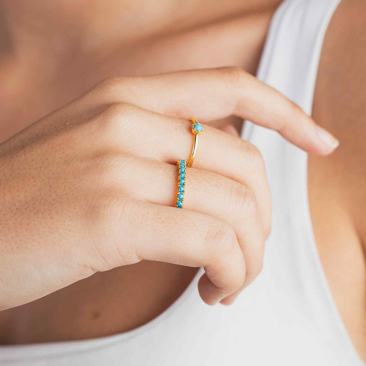 Turquoise Ring - SIlver Gold Plated -Rhodium Silver