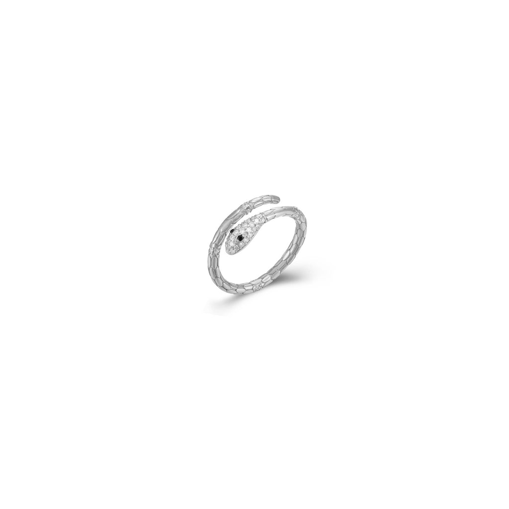 Snake Zirconia - Zirconia White - Rhodium Silver